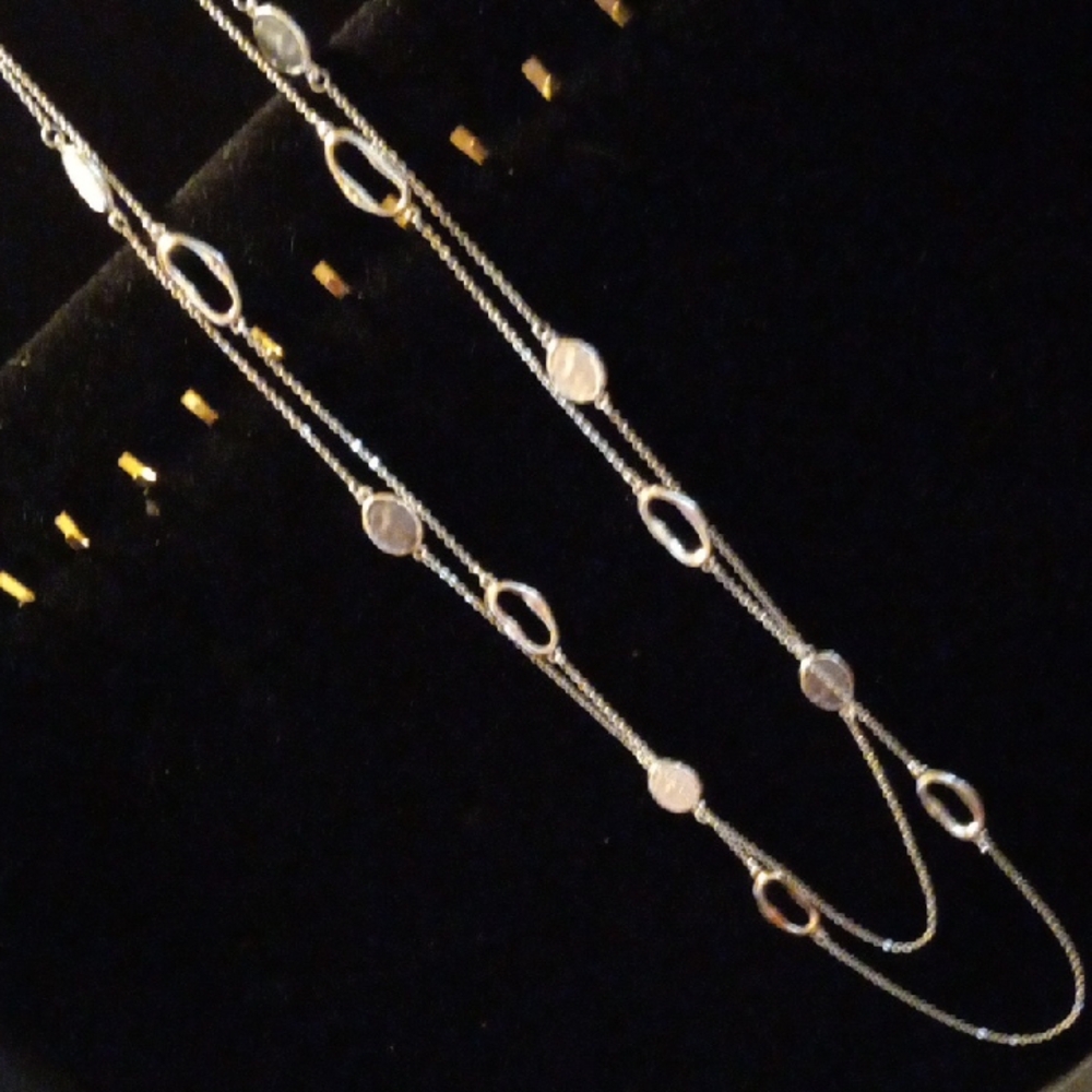 Ann Taylor Elegant Oval Link Layered Silver Chain Necklace